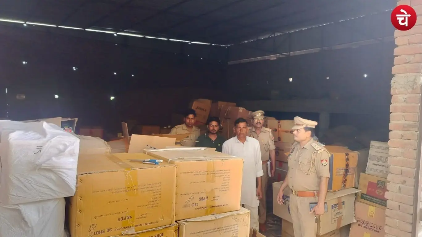 Firecrackers seized during a raid in Hathras